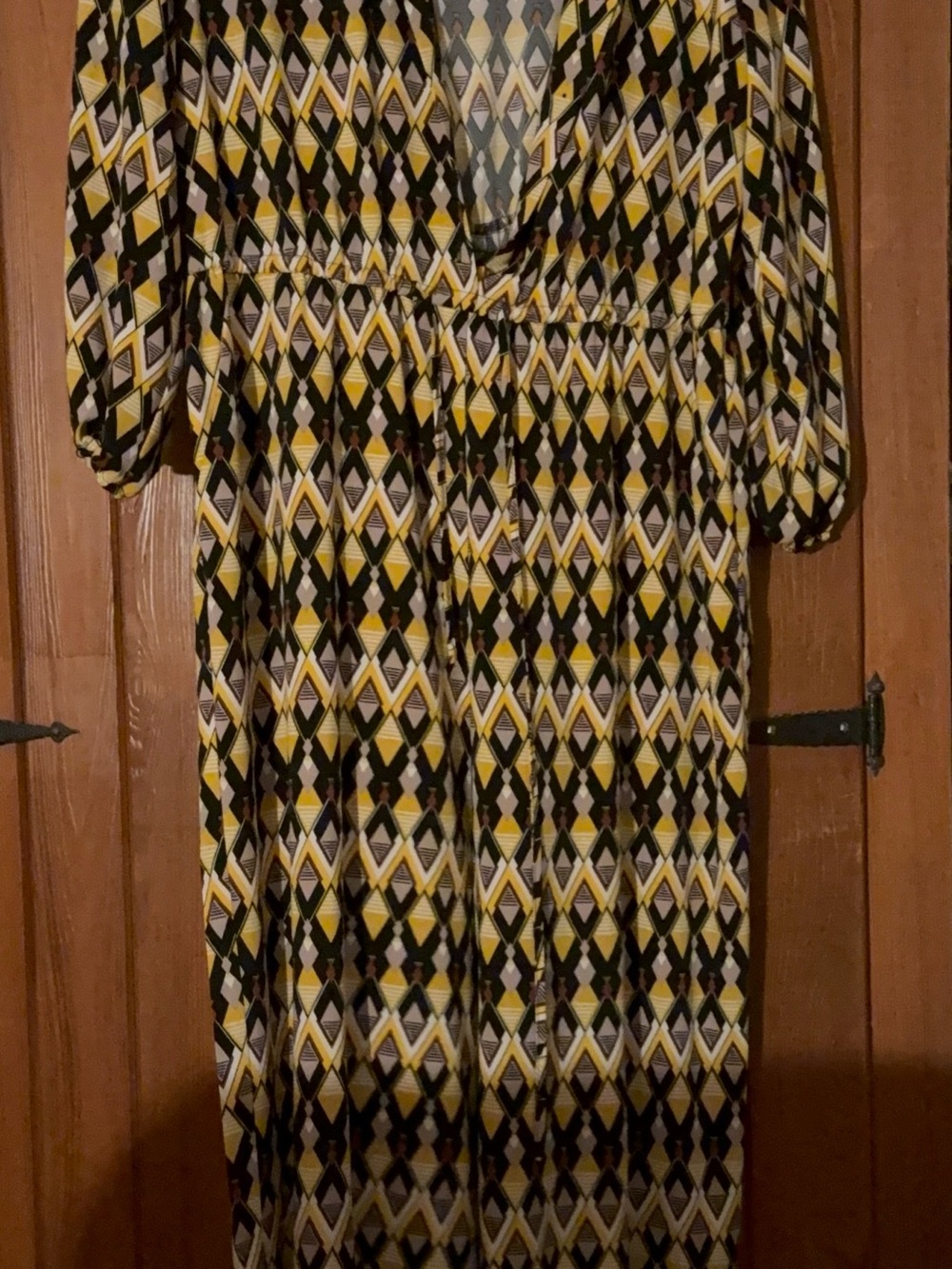 eva mendes for New York & Company Yellow and Black Geometric Jumpsuit